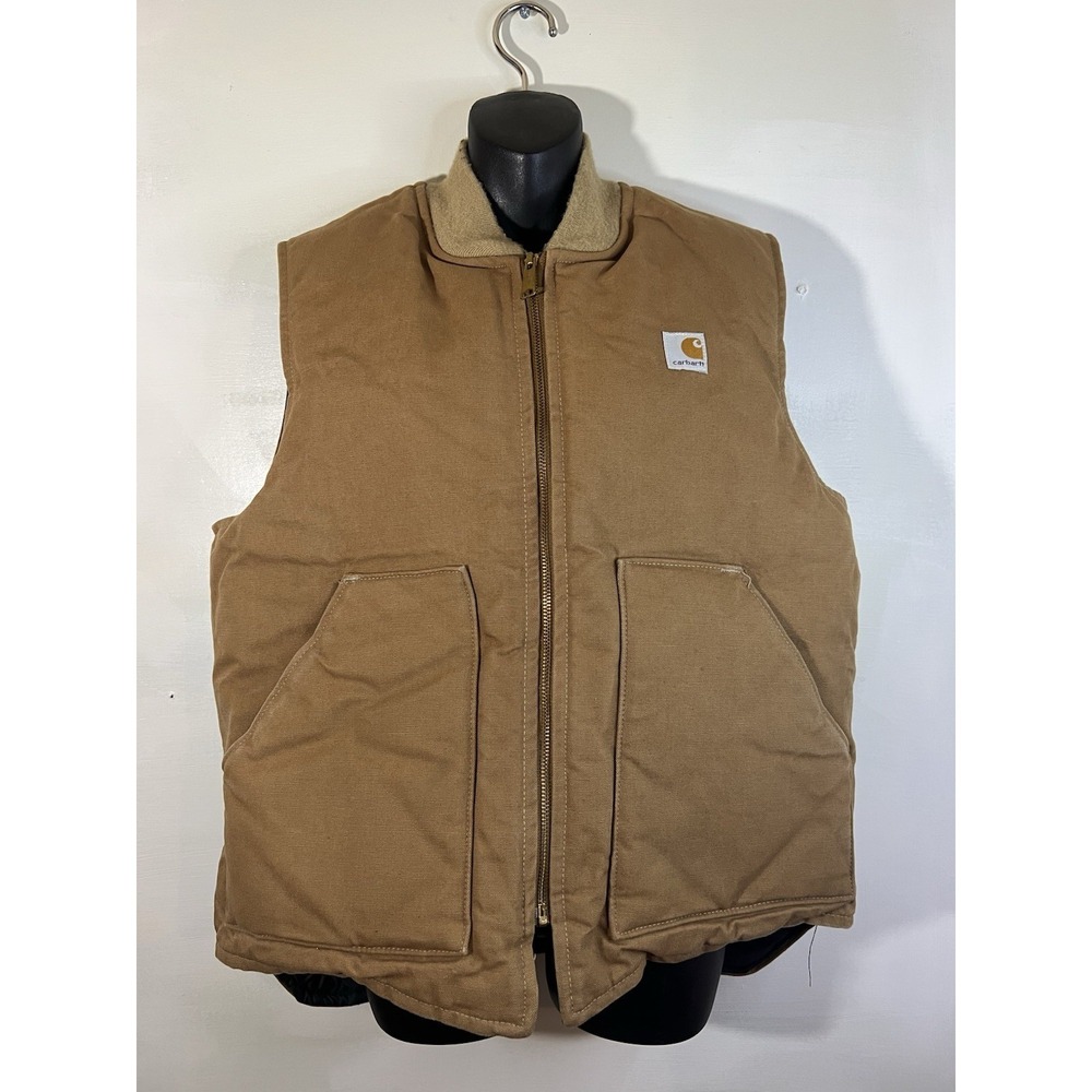 Vintage 80s Carhartt Men's Arctic-Quilt Lined Duck Vest - Brown, XL Tan Classic